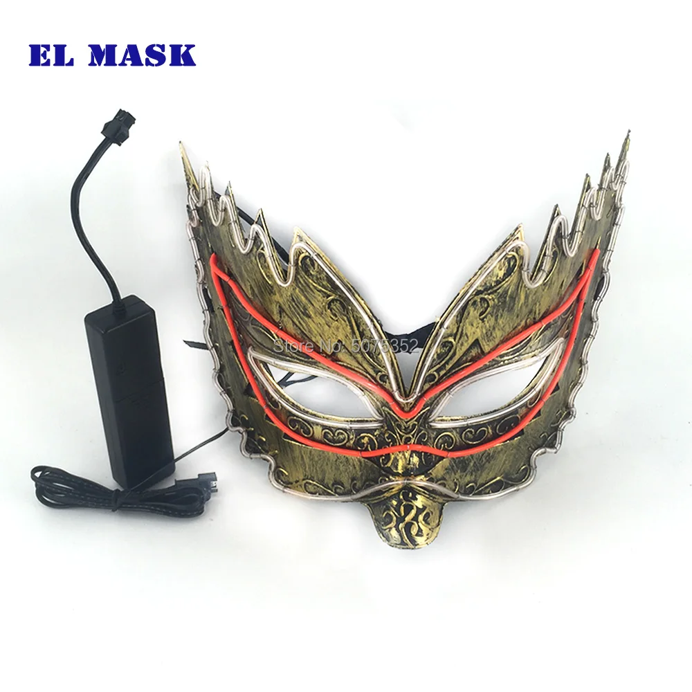 sound activated Маска для маскарада, Декор, полупокрытие для лица, светодиодный, карнавальный, женский, косплей, неоновый светильник, маска, сексуальная, для женщин, EL Wire, маска для Хэллоуина - Цвет: sound activated
