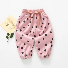 Autumn Baby Girls Kids Pants Dot Polka Bow Casual Trousers Infants Children Clothes Wear Princess Long Pant