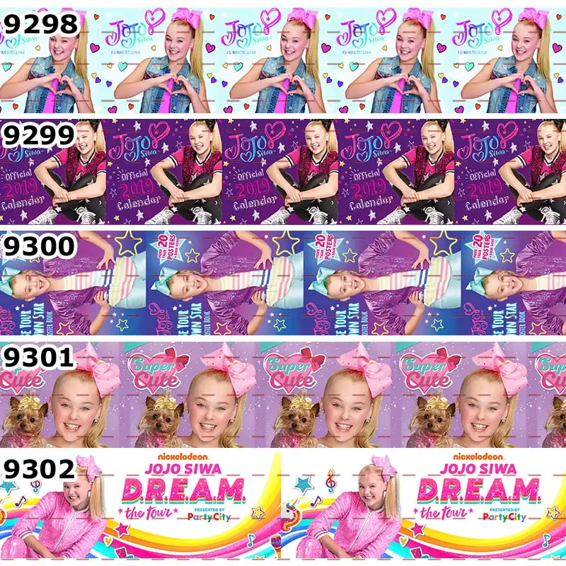 10 ярдов-разные размеры- Jojo Siwa лук стиль напечатанный Grosgrain ленты DIY аксессуары