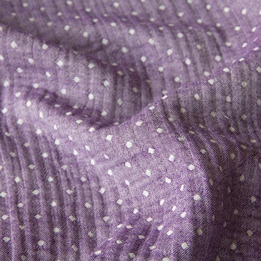 Purple Полметра японская Марля хлопчатобумажная ткань твердая мягкая мятая Марля в горошек - Цвет: Purple
