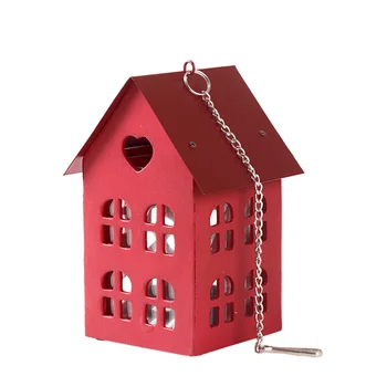 

Hanging House Red Candlestick Nordic Metal Romantic Candle Holder Creative Bedroom Farol Portavelas Table Decoration MM60ZT