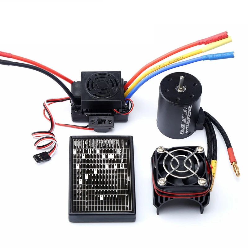 3650 3900KV Brushless Motor And 60A ESC &amp Programmer Car Heatsink Combo For 1:8/ 1:10 RC Car/Boat Part | Электроника