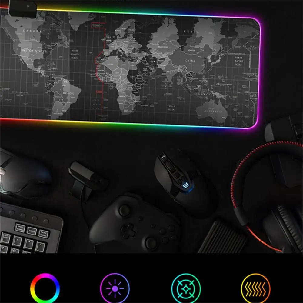 Mousepad Large Computer Mouse Mat Large LED Prefessional Gaming Mousepad Night RGB USB Wired Lighting for Computer 900x400 mm XL