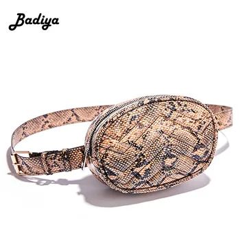 

Mini Waist Pack PU Leather Phone Coin Card Purse Fanny Pack Fashion Serpentine Round Chest Bag Outdoor Sport Lady Crossbody Bag