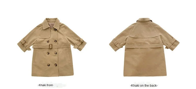 2021 New Boutique Autumn Fashion Kids Girl Long Trench Coats Toddler Baby Outerwear Children Clothing England Style Windbreaker
