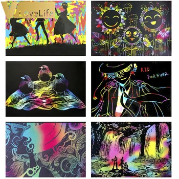 

10pcs DIY Card Magic Scratch Art Doodle Sand Painting Creative Drawing Toy For Children Gifts Early Educational Learning Supplie