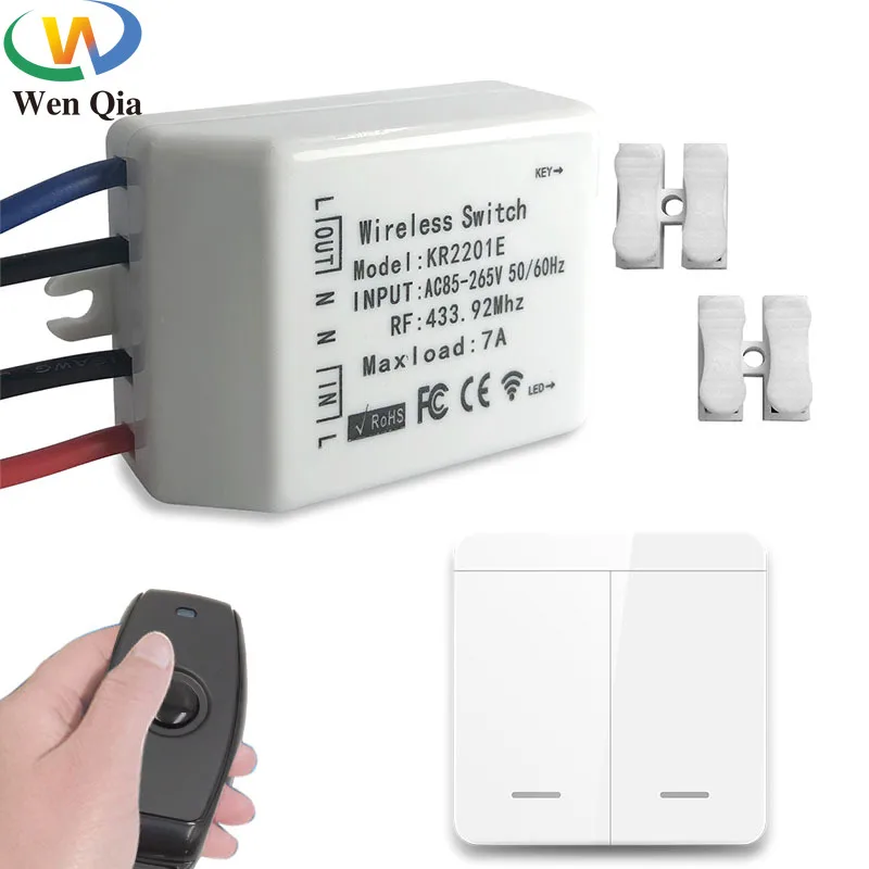 

WenQia 433Mhz Remote Control Switch AC 85~265V 7A Receiver Wireless 1/2/3 Gang 86 Wall Panel Transmitter For Lamp Droplight Bulb