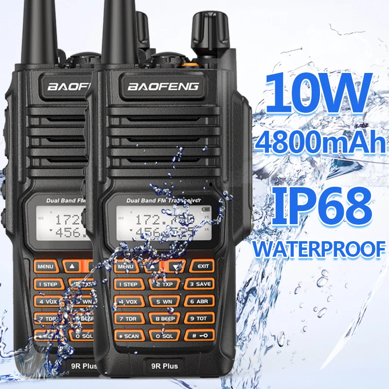 Ham Radio Walkie-Talkie BF-UV9R Waterproof Baofeng Uv-9r-Plus 2PCS Dual-Band IP68 4800mah