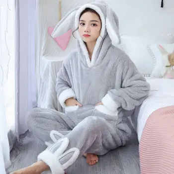 Winter Thick Warm Flannel Pajamas Sets For Women Sleepwear Home Clothing Pajama Home Wear Pyjamas Set 5