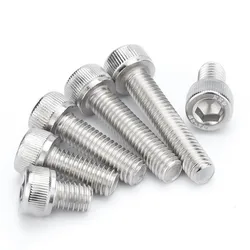 50/100Pcs M1.4 M1.6 M2 M2.5 2mm-50mm DIN912 Socket Head Screws 304 Stainless Steel Socket Head Screws Cup Head Hexagon Screws