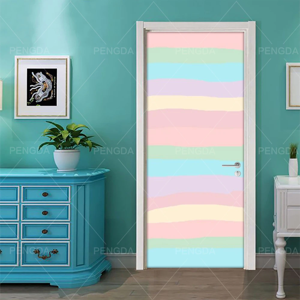 DIY дверной стикер самоклеющаяся бумага для гостиной Радужная переводная картинка с облаками домашний Декор Пейзаж ПВХ водонепроницаемая 3D печатная Наклейка Искусство - Цвет: Door YXCV2551-03