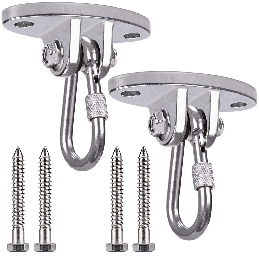 

A set of 2 pieces permanent rust-proof SUS304 stainless steel 180° swing hanger with lock carabiner, 1100 lb capacity playground