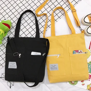

Women Shoulder Bags Handbags 2020 New Simple Solid Color Fashion Students School Messenger Bags Bookbag Canvas Crossbody Bags
