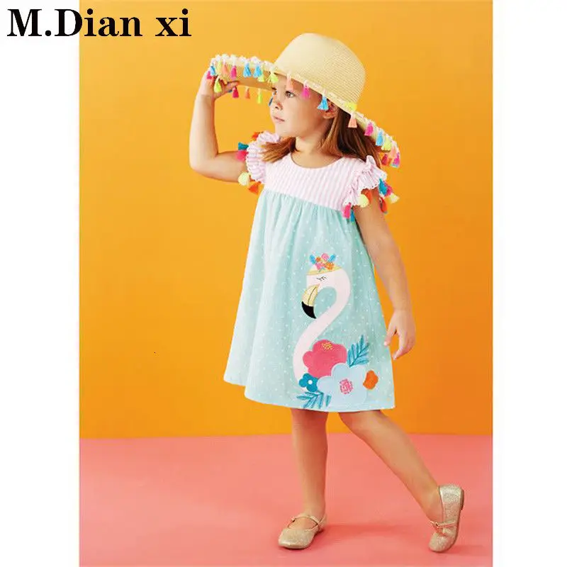 Рождественское платье для девочек; платья с вышивкой; платье с рукавами-лепестками и рюшами с рисунком Фламинго; Одежда для девочек