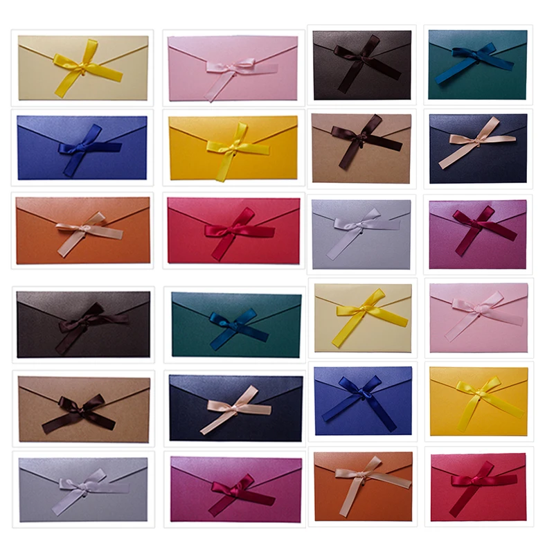 50pcs High Quality Ribbon Paper B6 & DL Size Envelope Pearl Paper DIY Wedding Business Invitation Envelopes Gift Valentine's Day
