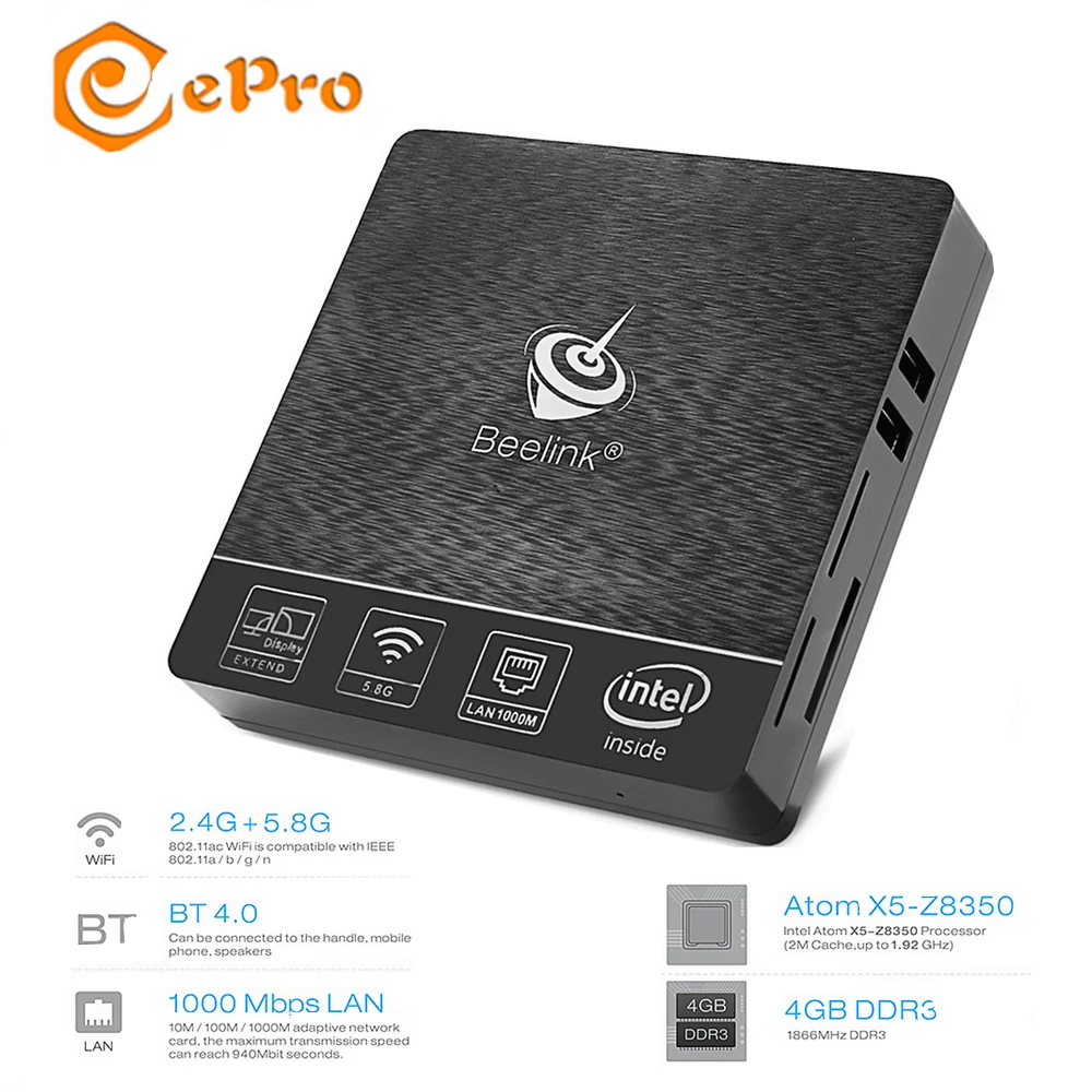 Beelink BT3 Pro II мини ПК 4 Гб ОЗУ 64 ПЗУ Intel Atom X5 Z8350 TV Box Win 10 2 4G/5G WIFI 1000M BT4.0 USB3.0 набор|Мини ПК|