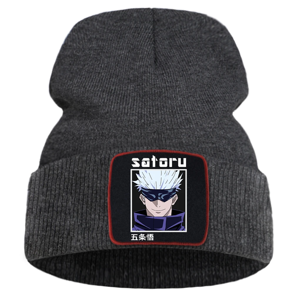 Gojo Satoru Japan Hot Anime Knitted Cap Casual Anime Bonnet Hats Outdoor Solid Color Beanie Caps Cotton Warm Street Skullies Hat