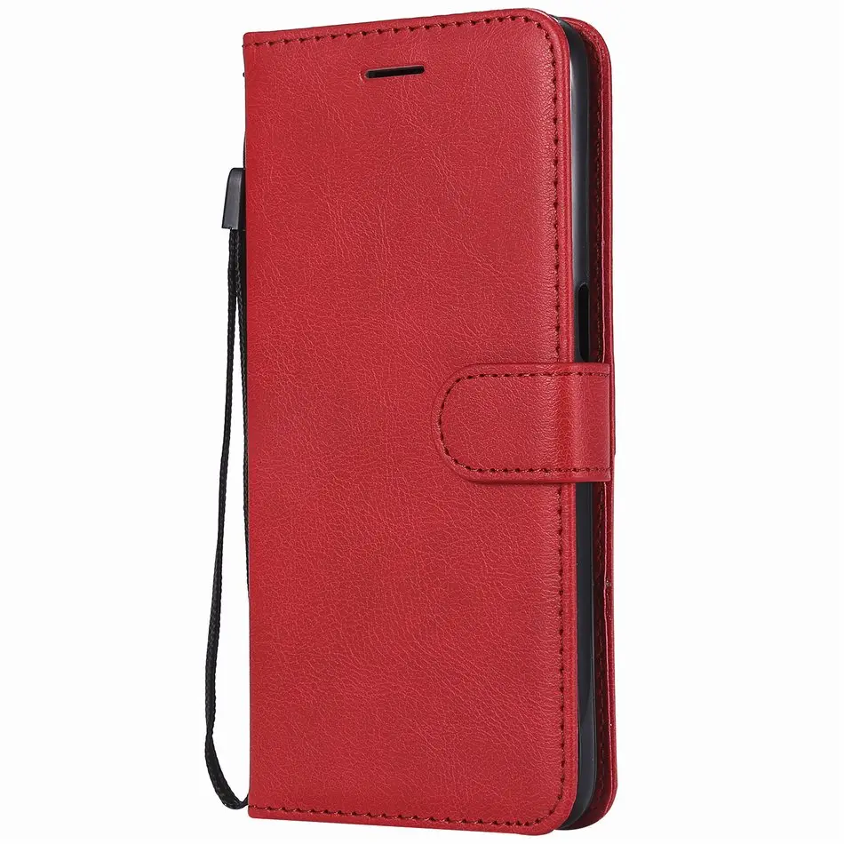 Чехол со слотом для карт для OPPO A73 F5 F7 F9 R17, сплошной цвет, милые кожаные чехлы, блестящий чехол-книжка, Классическая сумка для мобильного телефона D06F - Цвет: Red