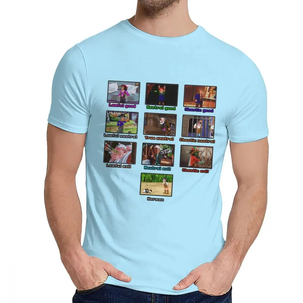 Мужская футболка, остров обезьян, выравнивание, тонкий аниме, круглый вырез, винтажный La Camiseta - Цвет: Небесно-голубой