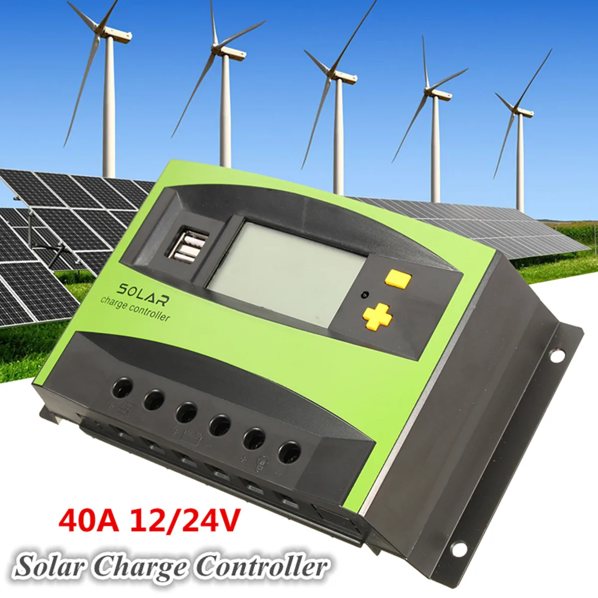 

40A 12V 24V Auto Solar Charge Controller PWM Controllers LCD Display Dual USB Solar Panel Regulator Solar Charge Controller