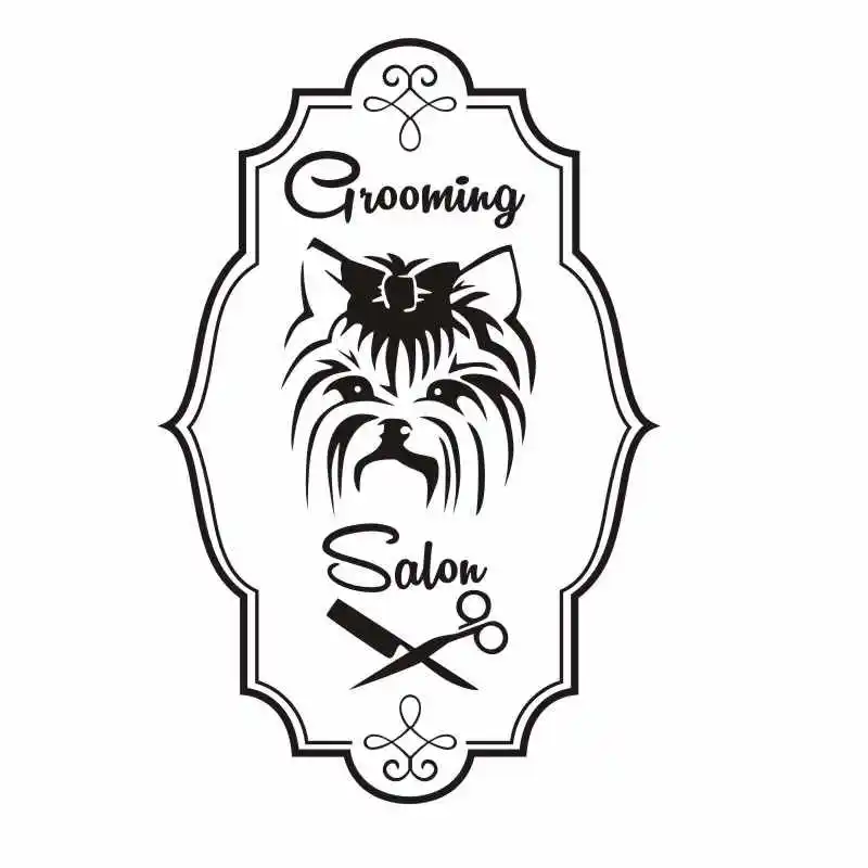 DCTAL Cat Grooming Salon Pet Shop Sticker Decal Posters Vinyl Wall Art Decals Parede Decor Mural Pet Shop Sticker