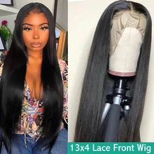 13x4 Синтетические волосы на кружеве человеческих волос парики предварительно выщипанные волосы детскими волосами малазийские прямые Волосы remy натуральный Цвет 150% Синтетические волосы на кружеве парик