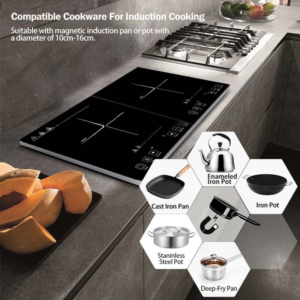 Amzchef Double Induction Cooktop 3500W Electric induction cooker Adjustable  Temperature Hob Power Magnetic Cooker Hot Plate DC08 - AliExpress