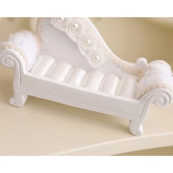 

White Sofa Couch Chair Jewelry Case Ring Box Dollhouse Miniature Furniture