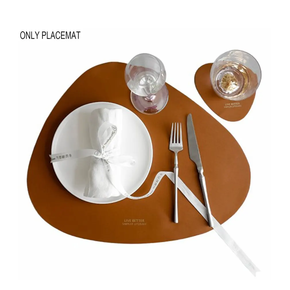 Creative Leather Placemats Household Triangle Oval Waterproof And Oil Insulation Pad Bowl Mat Coaster Plate Pad - Цвет: Цвет: желтый