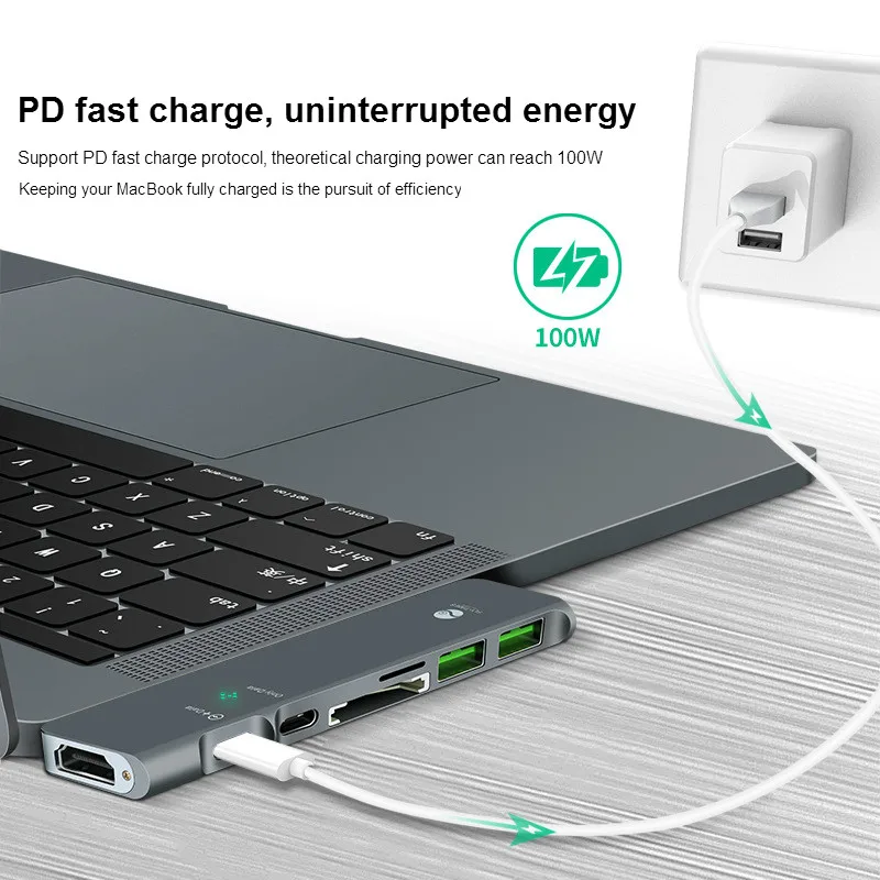 Usb-хаб C концентратор для Мульти USB 3,0 HDMI адаптер док-станция для MacBook Pro Аксессуары USB-C type C разветвитель 7 в 1 концентратор