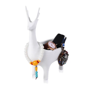 

Creative 3D Deer Shape Home Car Key Storage Rack Resin Rack Home Office Crafts Decoration Desktop Storage Box White