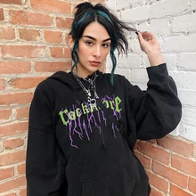 

Sweat À Capuche Femme Style Hip-hop Avec Impression De Lettres Noir Automne Et Hiver Sweat Homme Vetement Sweat Femme