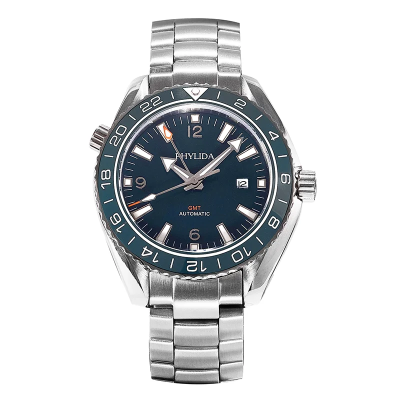 Мужские синие 43 5 мм GMT двухкратные автоматические часы Sea Ocean Homage сапфировое
