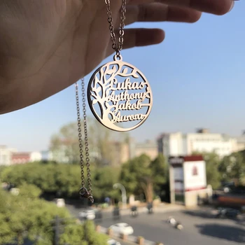 

Personalized Tree Of Life Custom Name Necklace Stainless Steel Golden Family Tree Women Letter Necklace Jewelry Couple Gifts