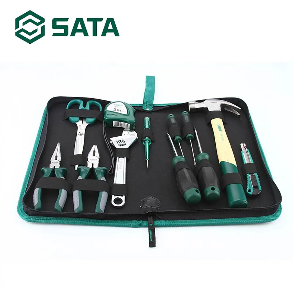 SATA 12 шт. ручной набор инструментов для ремонта дома набор сантехника набор комбинированный набор молоток, ключ Отвертка Ручной инструмент DY06018