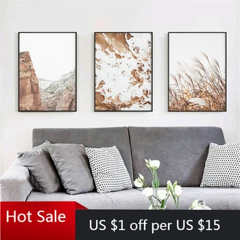 

Modern Minimalist Poster Black White Minimalist Wall Picture Beach Canvas Painting Nordic Wheat Plant Print Aesthetic Room Decor