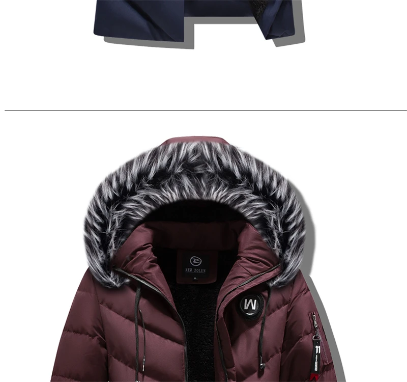 Winter Parka Men's Solid Jacket New Arrival Thick Warm Coat Long Hooded Jacket Fur Collar Windproof Padded Coat Fashion Men,918