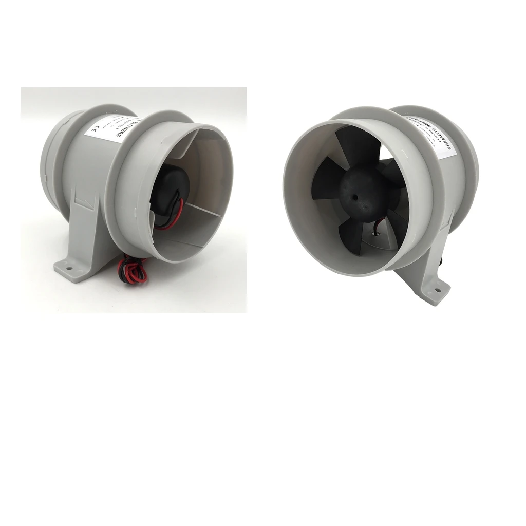 Pack of 2 - 4-Inch 100mm Quiet Marine High Performance Turbo in Line Bilge Blower, 12V, Gray, Waterproof