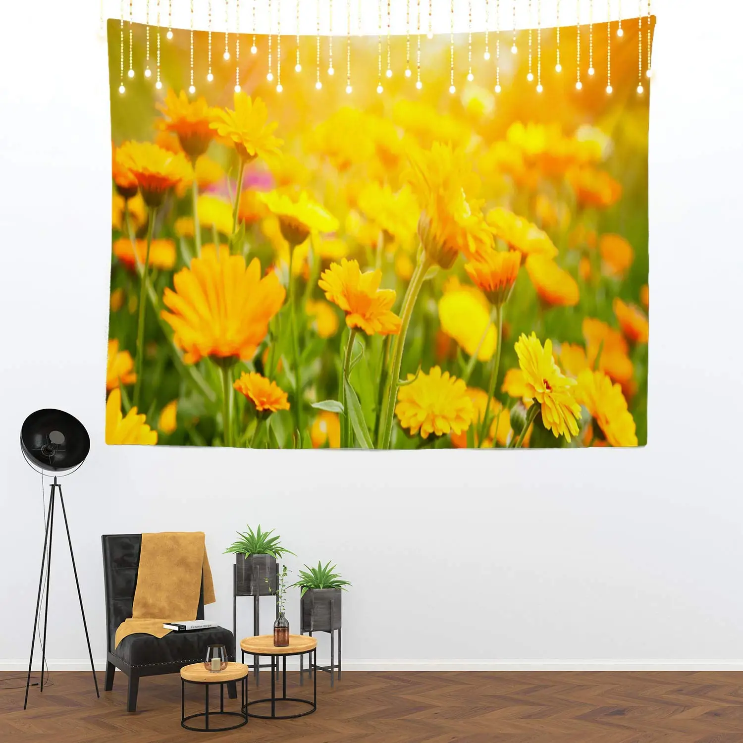 Marigold Календула Цветочное поле настенный большой гобелен
