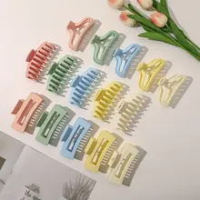 

Macaron Color Geometric Shark Clip Women Frosted Hairpin Bath Clip Ponytail Clip Big Size Square Hollow Out Hair Accessories