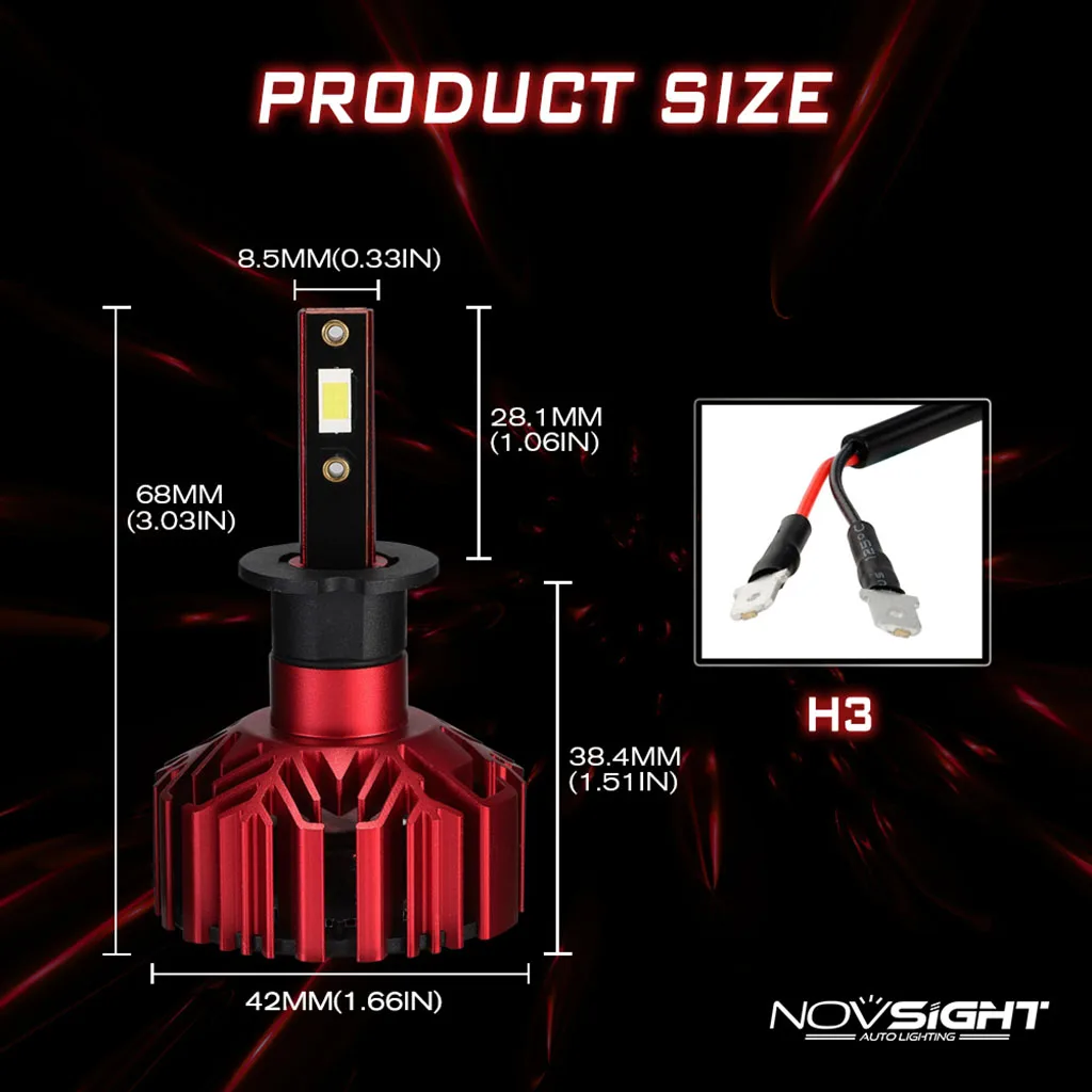 Novsight Car LED Headlight H4 60W 10000LM LED H7  H1 H3 H11 9005 9006 6000K Auto Headlamp Fog Light Bulb Hi-Lo Beam Car Styling
