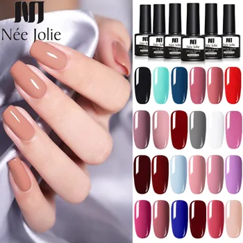 

NEE JOLIE UV Gel Nail Polish Set Soak Off UV Gel varnish Varnish Glitter Pink Gray Nail Art LED Gel Polish Nail Designs 8ml
