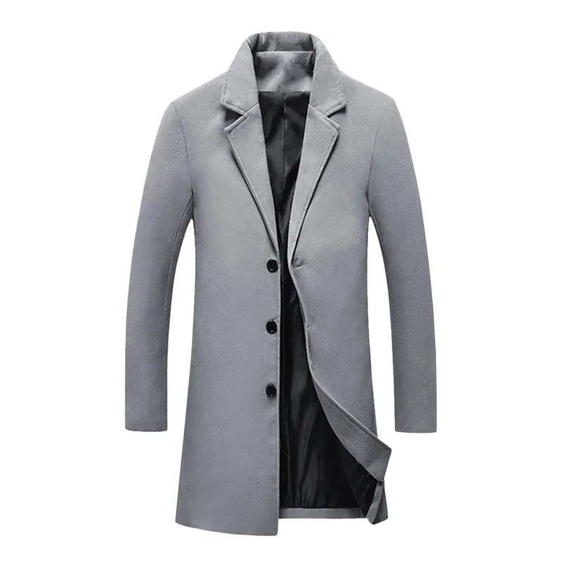 Новое осенне-зимнее длинное шерстяное пальто мужское теплое Черное деловое пальто мужская стильная шерстяная куртка зимняя мужская парка пальто