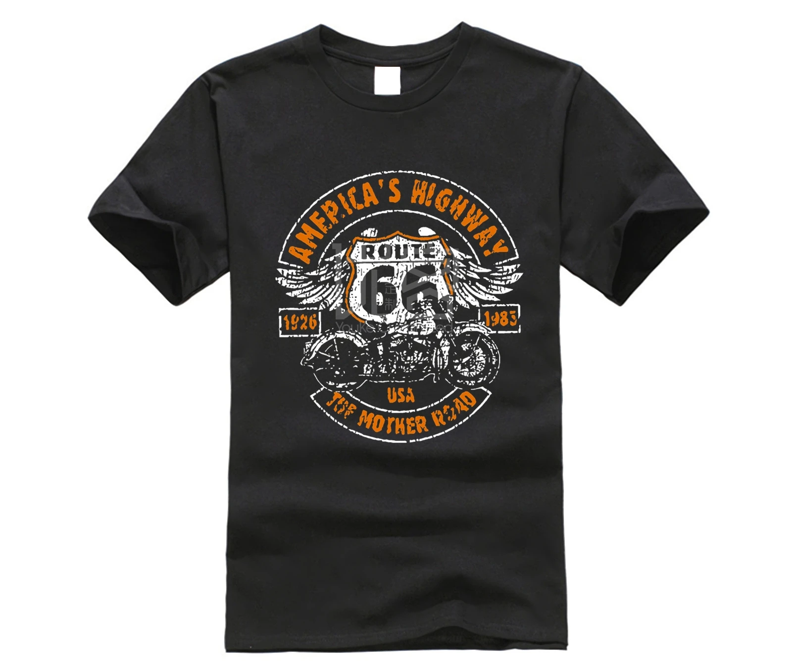 Route 66 America Highway Classic Cool T-shirt Bikee Indy Chopper Vintage Print Top Tee Mens Summer Short Sleeve Shirt Plus Size |