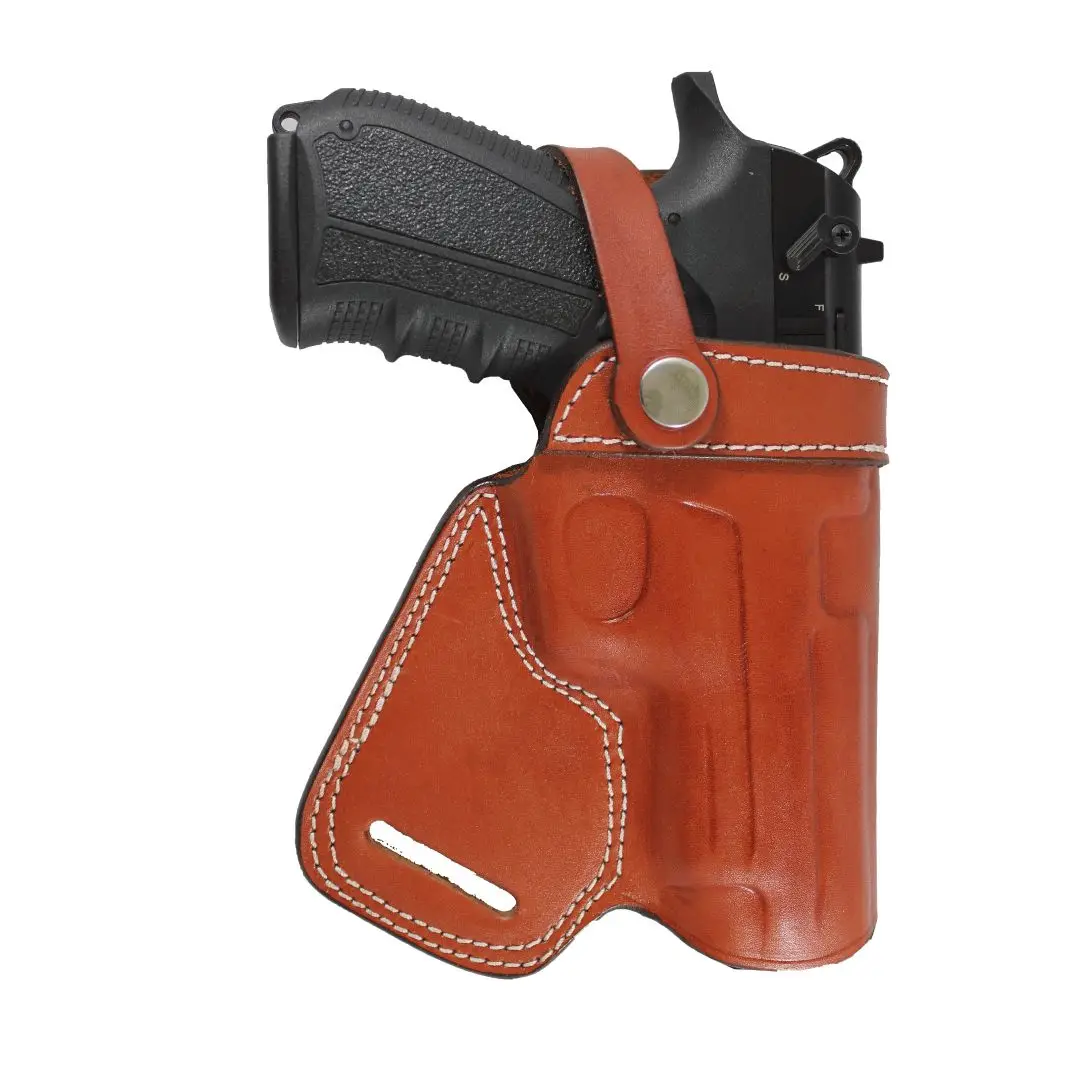 YT HOBBY S & W M & P Shield 9mm Real Leather Fast Draw With Strap OWB Carry SOB back Of Small Handmade Pistol Gun Holster Pouch yt hobby hs 9 real leather owb carry two slot pancake thumb break handmade pistol firearm gun holster pouch