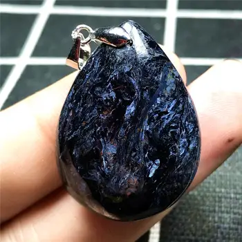 

Top Natural Blue Pietersite Necklace Pendant For Woman Man Crystal 33x24x8mm Beads Water Drop Namibia Energy Stone Jewelry AAAAA