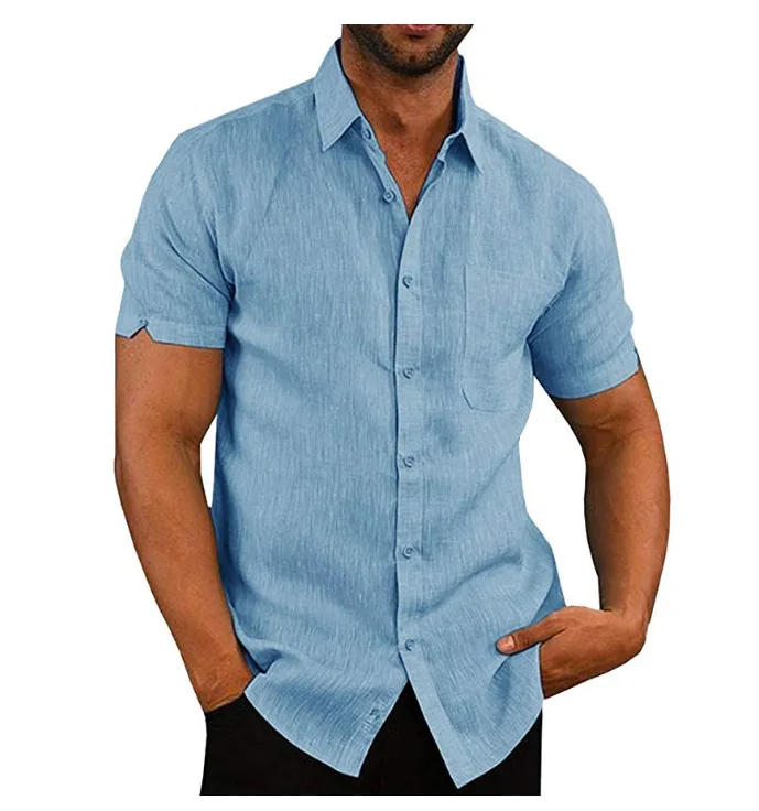 2020 NEW Fashion Men's Summer Casual Dress Shirt Mens Button Down Short Sleeve Linen Shirts Fitness Male Solid Shirts Costume 2020 NEW Fashion Men's Summer Casual Dress Shirt Mens Button Down Short Sleeve Linen Shirts Fitness Male Solid Shirts Costume