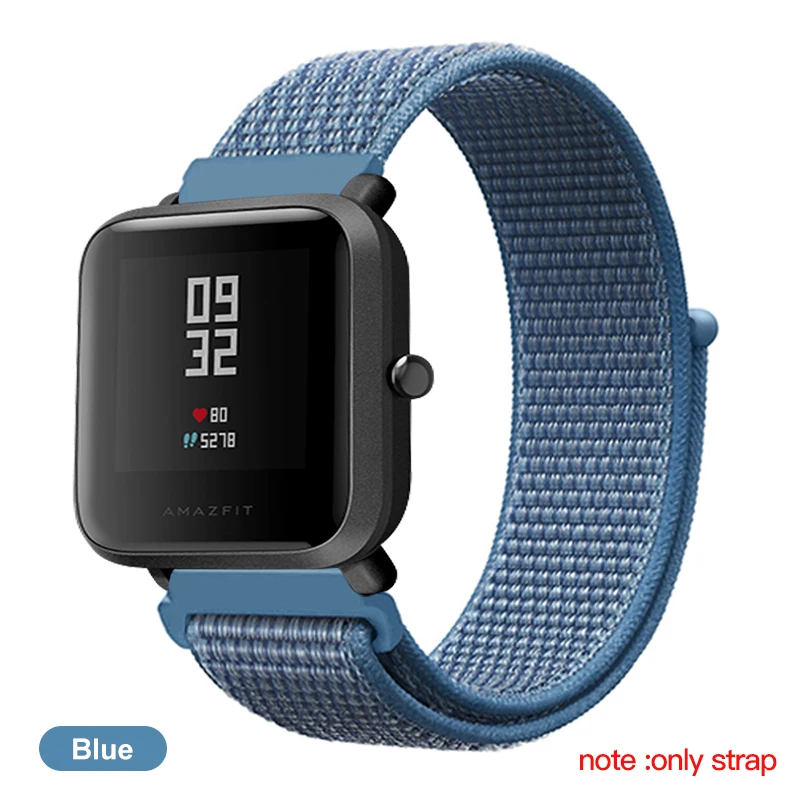 Amzish 20/22 мм нейлон мягкий Wirst ремень для Huami Amazfit большой ремень Красочные спортивный браслет для Huami Amazfit Smart аксессуары amazfit bip ремешок correa amazfit bip pulseira amazfit bip - Цвет: Blue