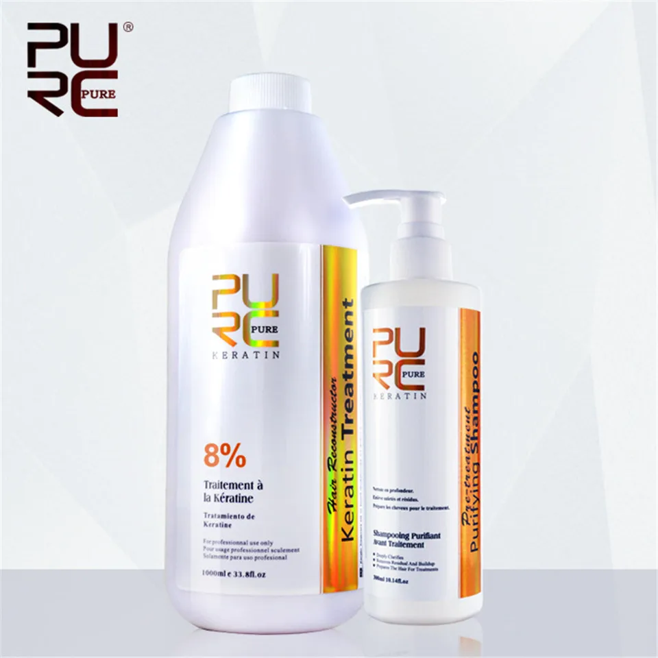 2PCS/lot PURC 8% Straightening Brazilian Chocolate Keratin Hair Treatment 1000ML + 300ML Purifying Shampoo Salon Hair Care Set 2PCS/lot PURC 8% Straightening Brazilian Chocolate Keratin Hair Treatment 1000ML + 300ML Purifying Shampoo Salon Hair Care Set