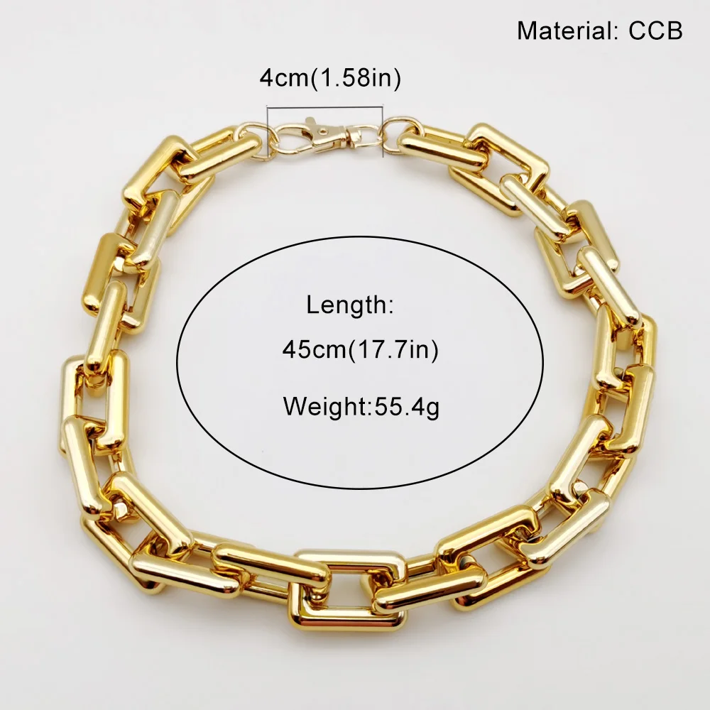 High Quality Punk Boho Lock CCB Chain Necklace Women 2020 Statement Hip Hop Twisted Thick Link Chain Collar Gothic Jewelry - Image 3